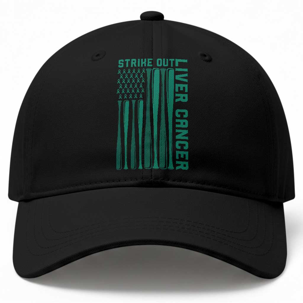 Strike Out Liver Cancer Baseball Baseball Cap American Flag Support Gift TS12 Print Your Wear