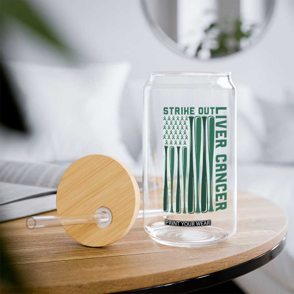 Strike Out Liver Cancer Baseball Glass Can American Flag Support Gift TS12 Print Your Wear