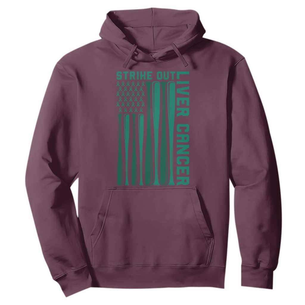 Strike Out Liver Cancer Baseball Hoodie American Flag Support Gift TS12 Maroon Print Your Wear