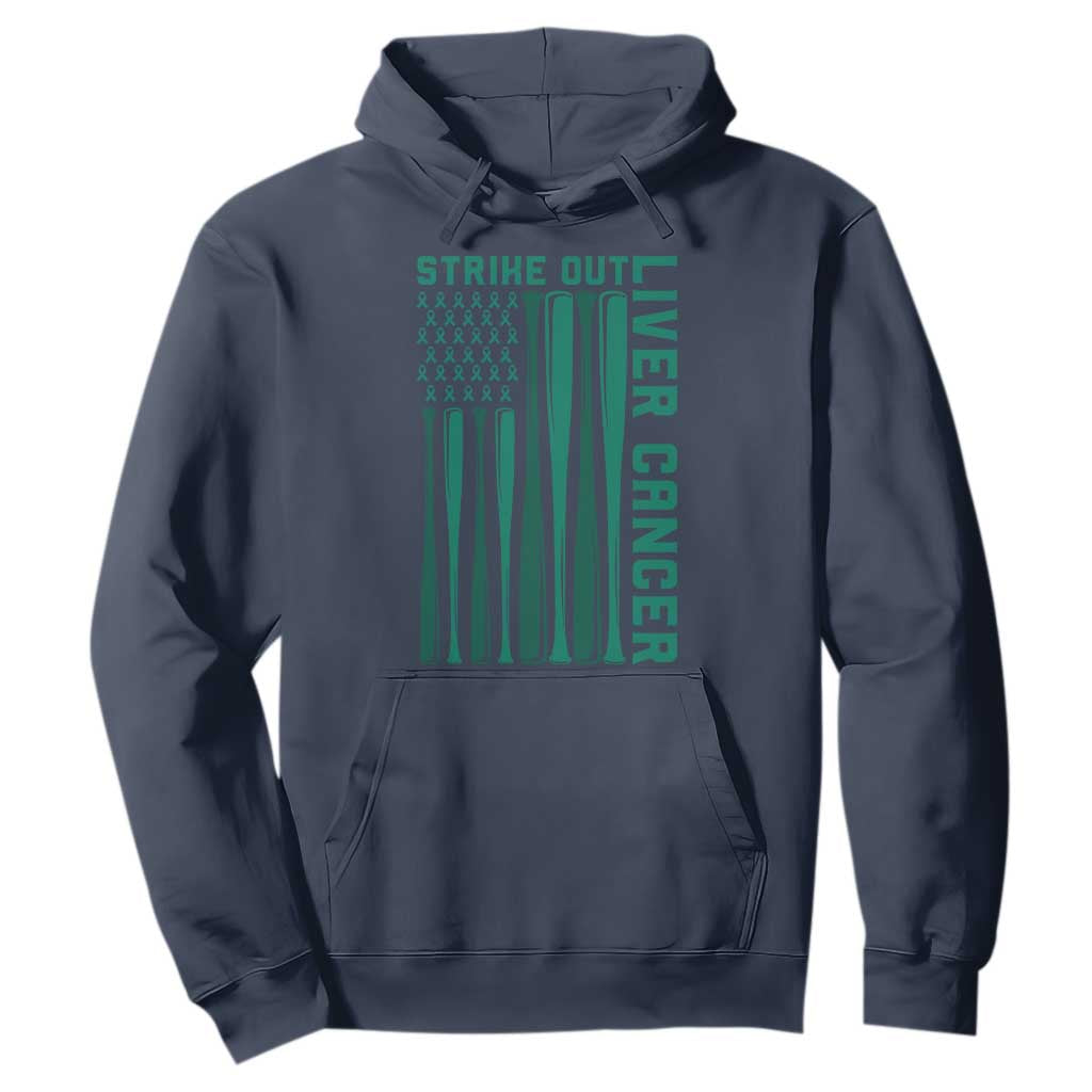 Strike Out Liver Cancer Baseball Hoodie American Flag Support Gift TS12 Navy Print Your Wear