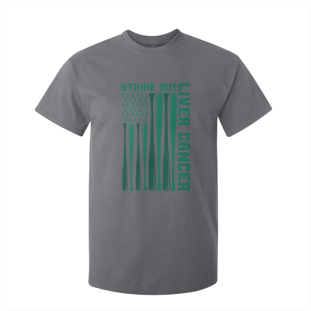 Strike Out Liver Cancer Baseball T Shirt For Kid American Flag Support Gift TS12 Charcoal Print Your Wear