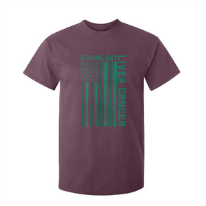 Strike Out Liver Cancer Baseball T Shirt For Kid American Flag Support Gift TS12 Maroon Print Your Wear