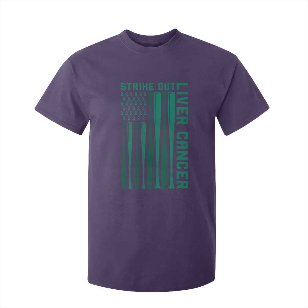 Strike Out Liver Cancer Baseball T Shirt For Kid American Flag Support Gift TS12 Purple Print Your Wear
