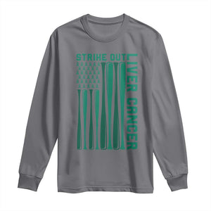 Strike Out Liver Cancer Baseball Long Sleeve Shirt American Flag Support Gift TS12 Charcoal Print Your Wear