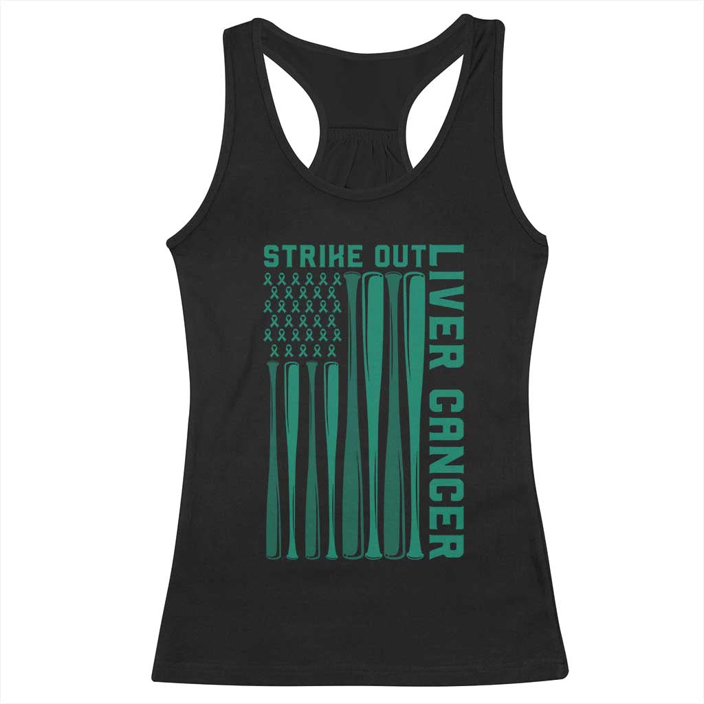 Strike Out Liver Cancer Baseball Racerback Tank Top American Flag Support Gift TS12 Black Print Your Wear