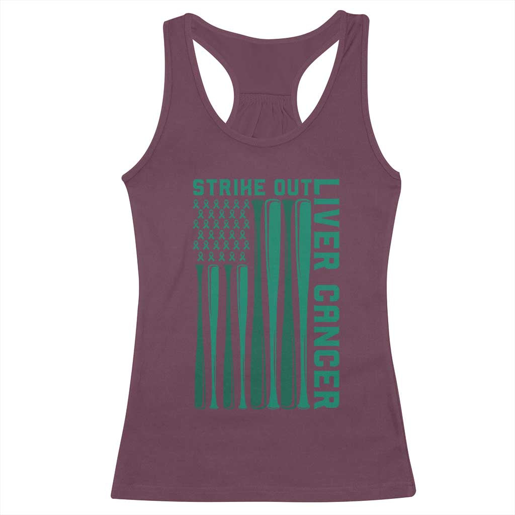 Strike Out Liver Cancer Baseball Racerback Tank Top American Flag Support Gift TS12 Maroon Print Your Wear