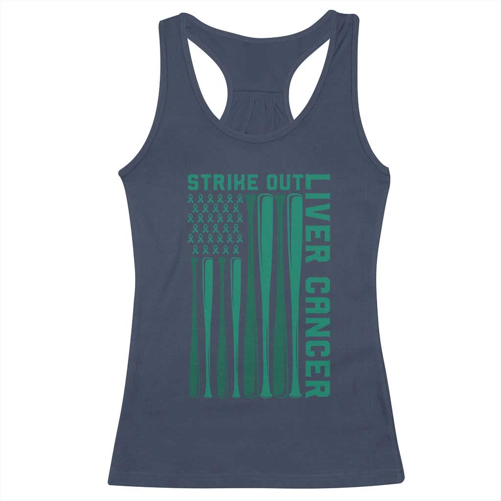 Strike Out Liver Cancer Baseball Racerback Tank Top American Flag Support Gift TS12 Navy Print Your Wear