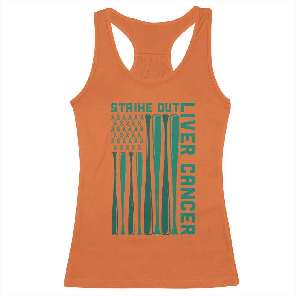 Strike Out Liver Cancer Baseball Racerback Tank Top American Flag Support Gift TS12 Orange Print Your Wear