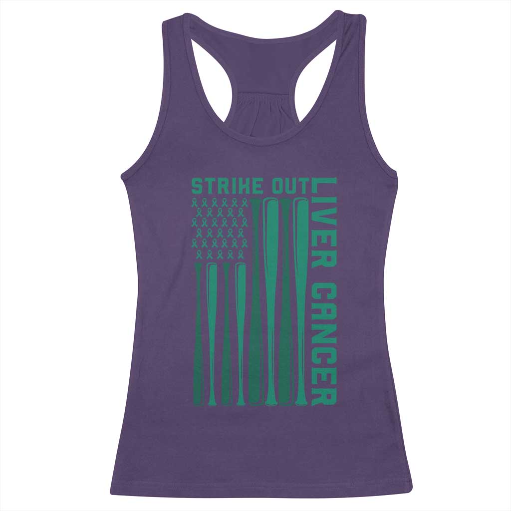 Strike Out Liver Cancer Baseball Racerback Tank Top American Flag Support Gift TS12 Purple Print Your Wear