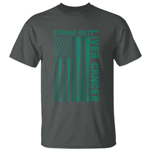 Strike Out Liver Cancer Baseball T Shirt American Flag Support Gift TS12 Dark Heather Print Your Wear