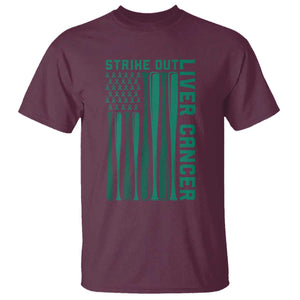 Strike Out Liver Cancer Baseball T Shirt American Flag Support Gift TS12 Maroon Print Your Wear