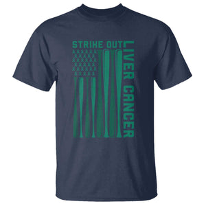 Strike Out Liver Cancer Baseball T Shirt American Flag Support Gift TS12 Navy Print Your Wear