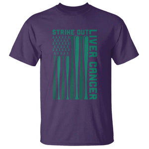 Strike Out Liver Cancer Baseball T Shirt American Flag Support Gift TS12 Purple Print Your Wear