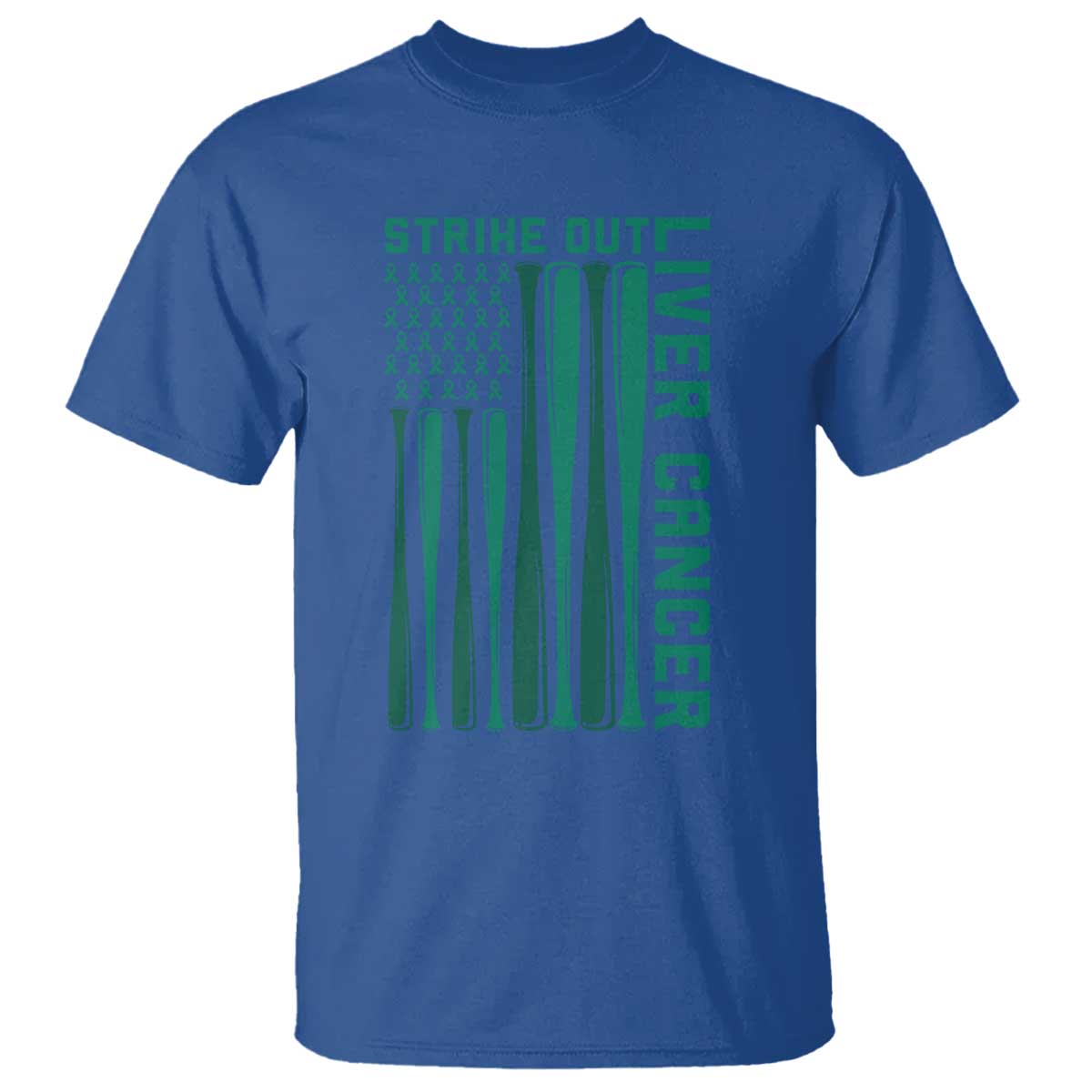 Strike Out Liver Cancer Baseball T Shirt American Flag Support Gift TS12 Royal Blue Print Your Wear