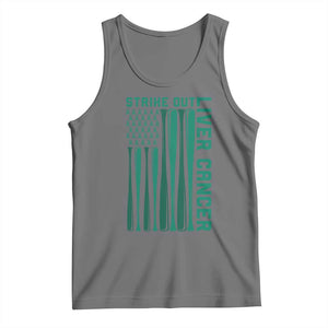 Strike Out Liver Cancer Baseball Tank Top American Flag Support Gift TS12 Black Heather Print Your Wear