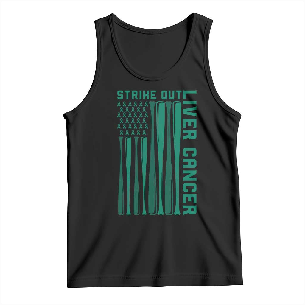 Strike Out Liver Cancer Baseball Tank Top American Flag Support Gift TS12 Black Print Your Wear
