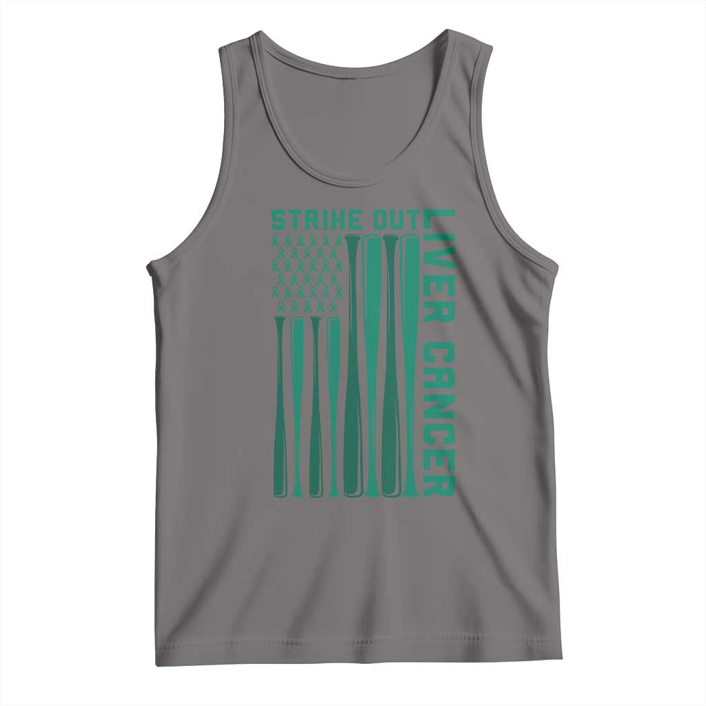 Strike Out Liver Cancer Baseball Tank Top American Flag Support Gift TS12 Deep Heather Print Your Wear