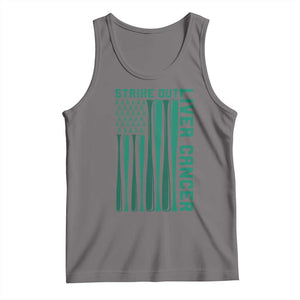 Strike Out Liver Cancer Baseball Tank Top American Flag Support Gift TS12 Deep Heather Print Your Wear