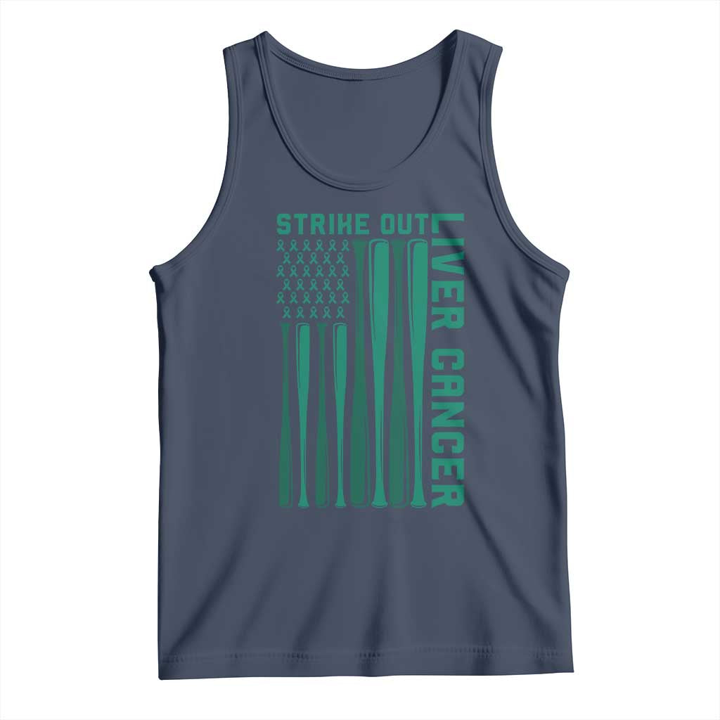 Strike Out Liver Cancer Baseball Tank Top American Flag Support Gift TS12 Navy Print Your Wear