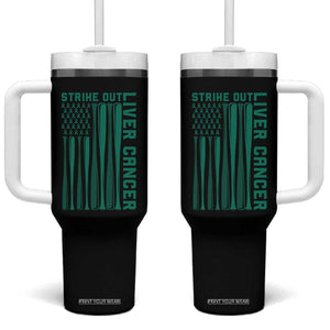 Strike Out Liver Cancer Baseball Tumbler With Handle American Flag Support Gift TS12 One Size: 40 oz Black Print Your Wear