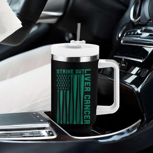 Strike Out Liver Cancer Baseball Tumbler With Handle American Flag Support Gift TS12 Print Your Wear