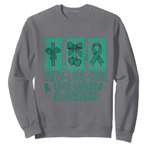 Faith Love And Cure Liver Cancer Awareness Sweatshirt Hope Survivor Support TS12 Charcoal Print Your Wear
