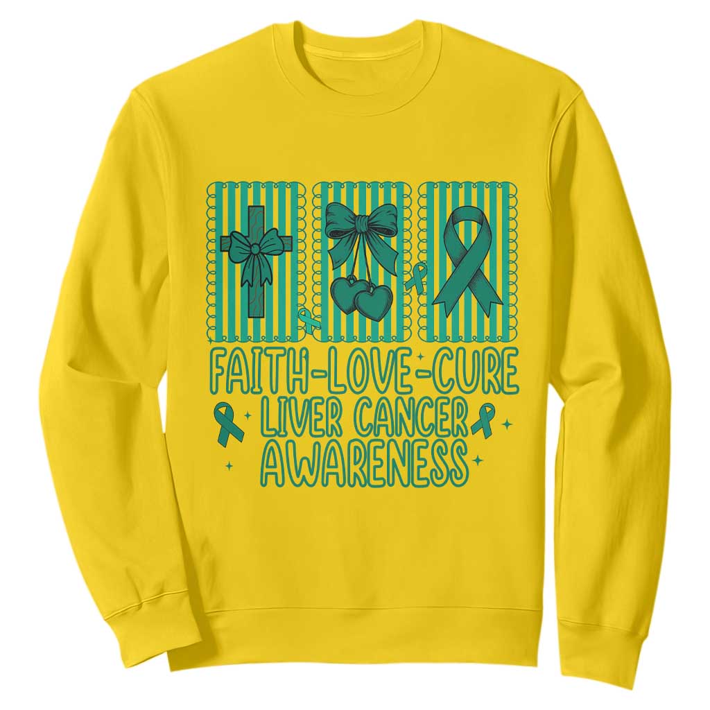 Faith Love And Cure Liver Cancer Awareness Sweatshirt Hope Survivor Support TS12 Daisy Print Your Wear