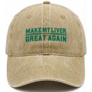 Make My Liver Great Again Washed Cotton Baseball Cap Liver Cancer Support Gift TS12 Print Your Wear