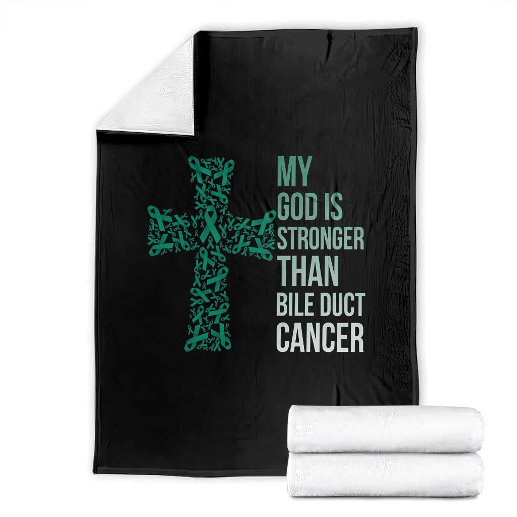 My God Is Stronger Than Bile Duct Cancer Throw Blanket Faith Over Fear Support Gift TS12 Black Print Your Wear
