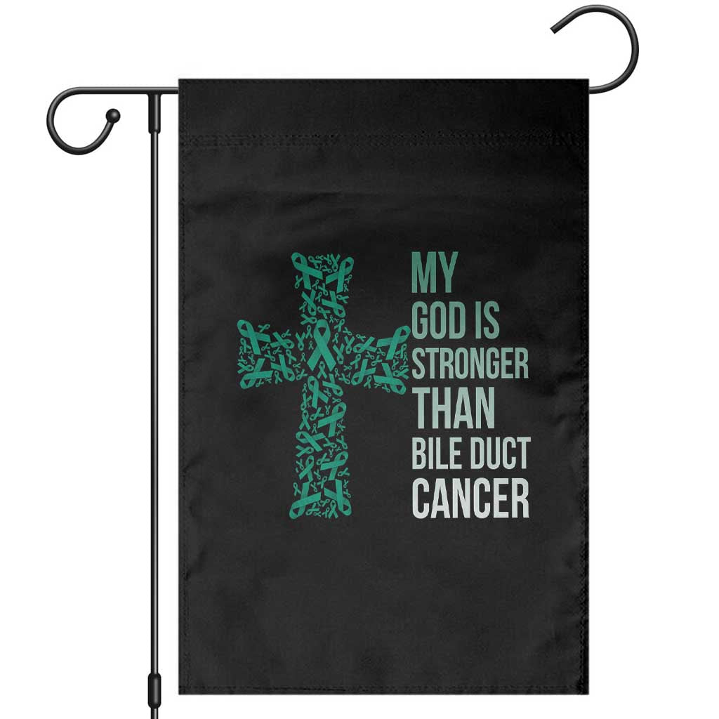 My God Is Stronger Than Bile Duct Cancer Garden Flag Faith Over Fear Support Gift TS12 Black Print Your Wear