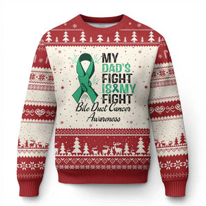 Cholangiocarcinoma Support Warrior Gift Ugly Christmas Sweater My Dad Fight My Fight TS12 Beige Red Print Your Wear