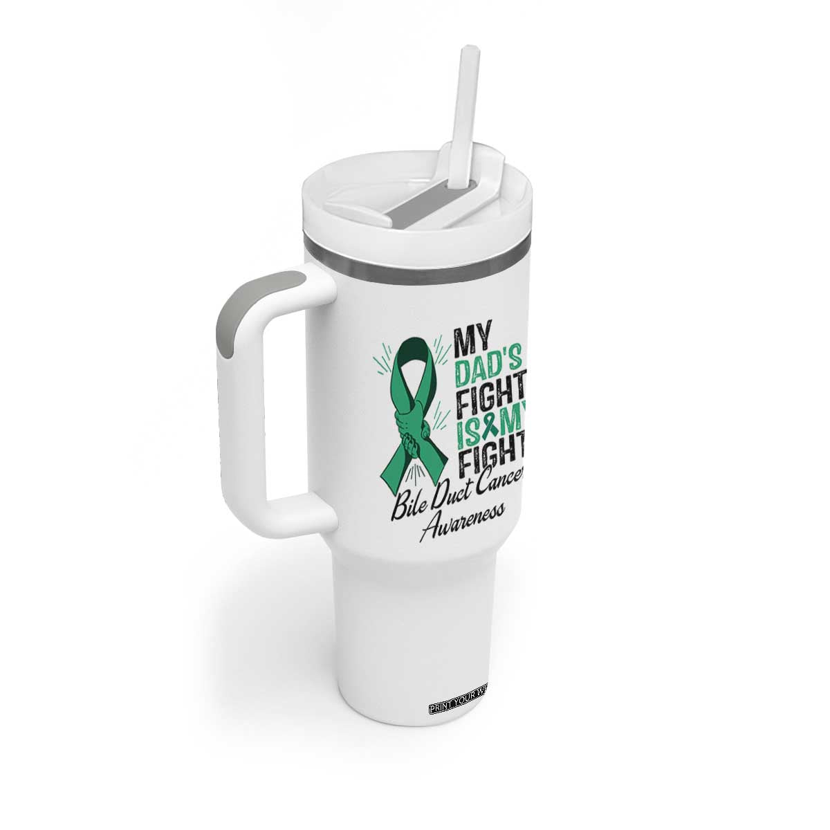 Cholangiocarcinoma Support Warrior Gift Tumbler With Handle My Dad Fight My Fight TS12 Print Your Wear