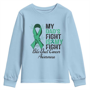 Cholangiocarcinoma Support Warrior Gift Youth Sweatshirt My Dad Fight My Fight TS12 Light Blue Print Your Wear