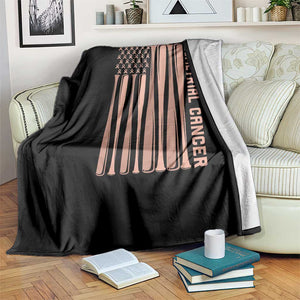 Strike Out Endometrial Cancer Baseball Throw Blanket Peach Ribbon American Flag Support Gift TS12 Print Your Wear