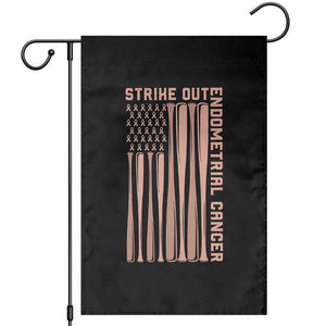 Strike Out Endometrial Cancer Baseball Garden Flag Peach Ribbon American Flag Support Gift TS12 Black Print Your Wear