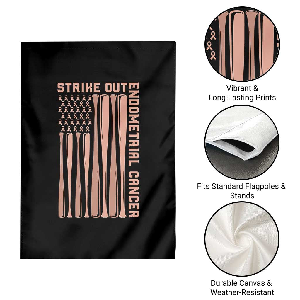 Strike Out Endometrial Cancer Baseball Garden Flag Peach Ribbon American Flag Support Gift TS12 Print Your Wear