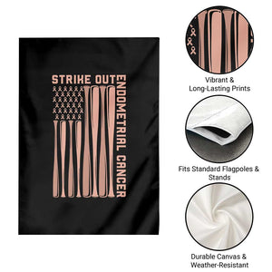 Strike Out Endometrial Cancer Baseball Garden Flag Peach Ribbon American Flag Support Gift TS12 Print Your Wear