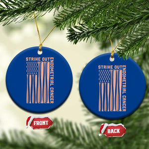 Strike Out Endometrial Cancer Baseball Ceramic Ornament Peach Ribbon American Flag Support Gift TS12 1pc Blue Print Your Wear