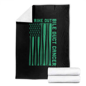 Strike Out Bile Duct Cancer Throw Blanket Baseball American Flag Hope Gift TS12 Black Print Your Wear