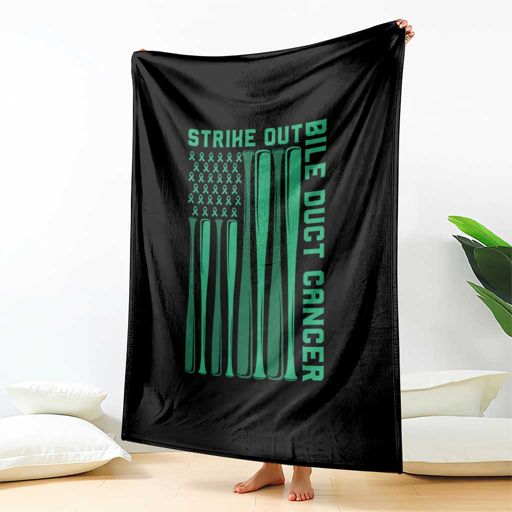 Strike Out Bile Duct Cancer Throw Blanket Baseball American Flag Hope Gift TS12 Print Your Wear