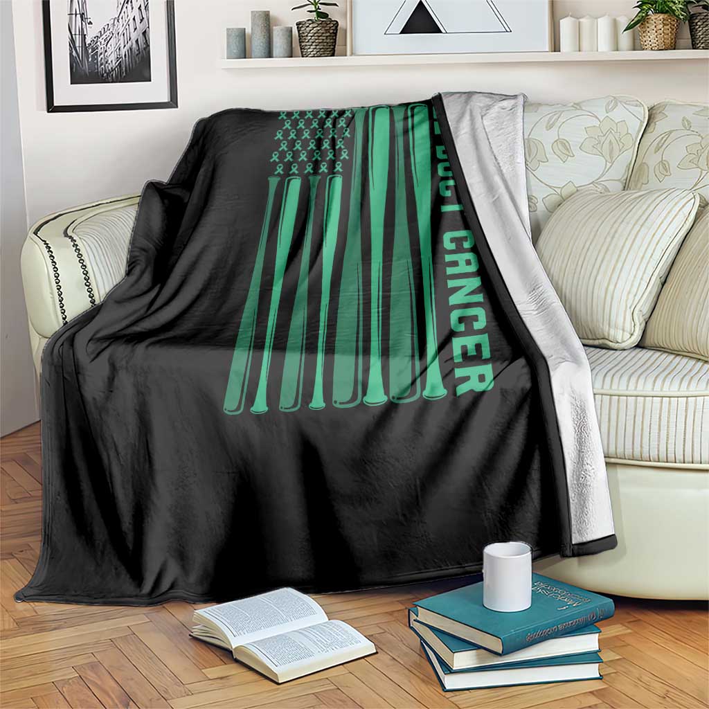 Strike Out Bile Duct Cancer Throw Blanket Baseball American Flag Hope Gift TS12 Print Your Wear