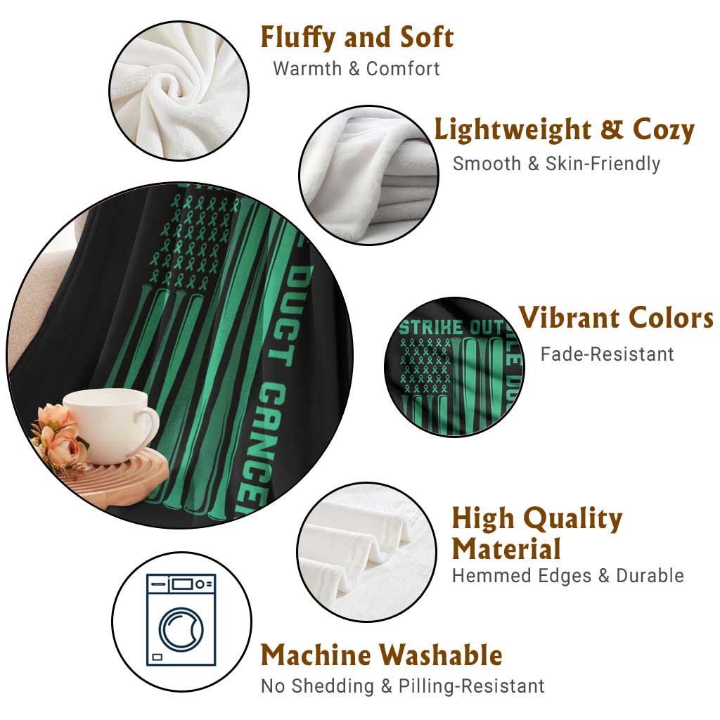 Strike Out Bile Duct Cancer Throw Blanket Baseball American Flag Hope Gift TS12 Print Your Wear