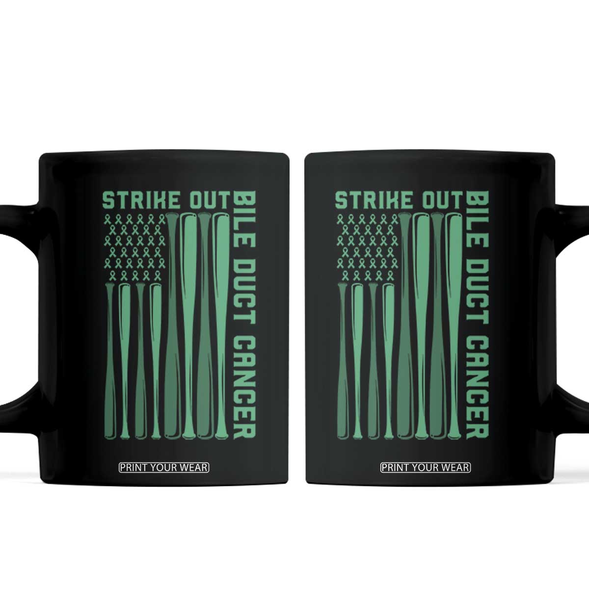 Strike Out Bile Duct Cancer Coffee Mug Baseball American Flag Hope Gift TS12 Black Print Your Wear