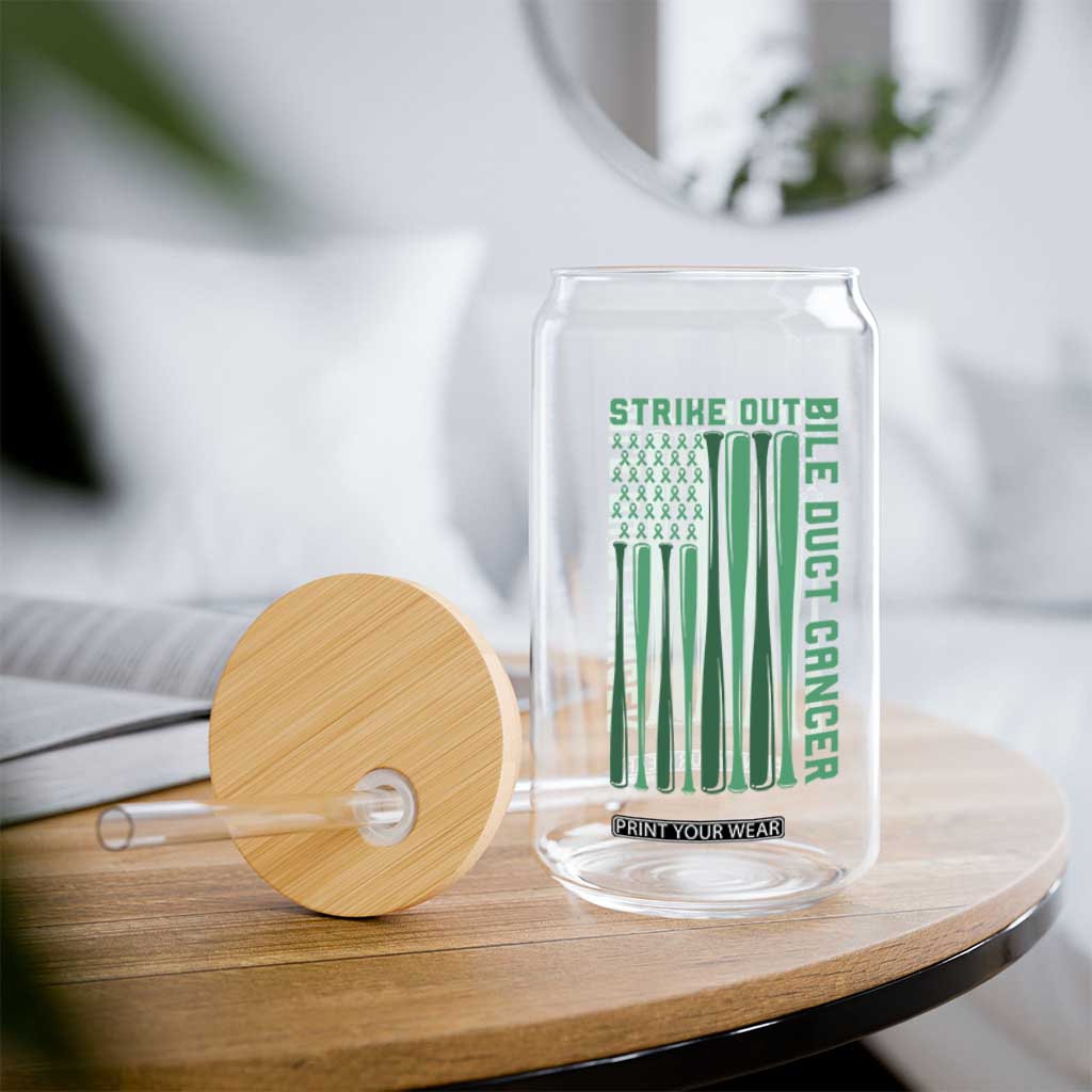 Strike Out Bile Duct Cancer Glass Can Baseball American Flag Hope Gift TS12 Print Your Wear