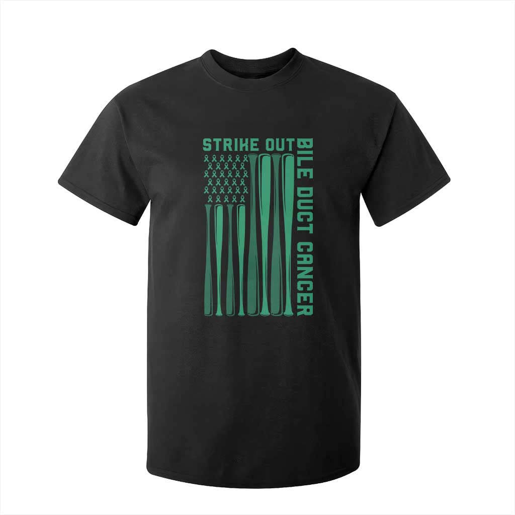 Strike Out Bile Duct Cancer T Shirt For Kid Baseball American Flag Hope Gift TS12 Black Print Your Wear