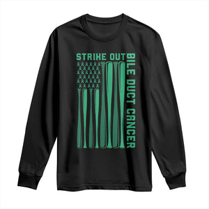 Strike Out Bile Duct Cancer Long Sleeve Shirt Baseball American Flag Hope Gift TS12 Black Print Your Wear