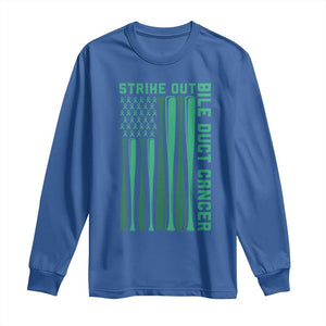 Strike Out Bile Duct Cancer Long Sleeve Shirt Baseball American Flag Hope Gift TS12 Royal Blue Print Your Wear