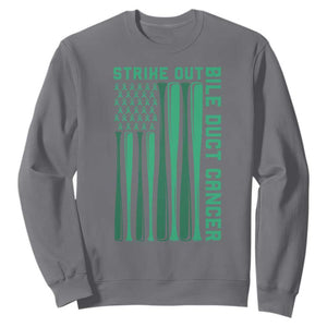 Strike Out Bile Duct Cancer Sweatshirt Baseball American Flag Hope Gift TS12 Charcoal Print Your Wear