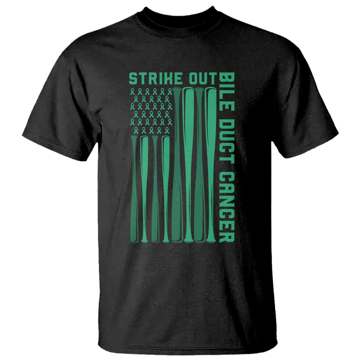 Strike Out Bile Duct Cancer T Shirt Baseball American Flag Hope Gift TS12 Black Print Your Wear