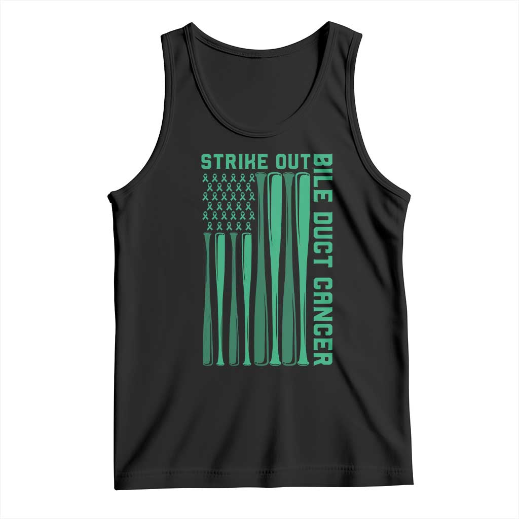 Strike Out Bile Duct Cancer Tank Top Baseball American Flag Hope Gift TS12 Black Print Your Wear